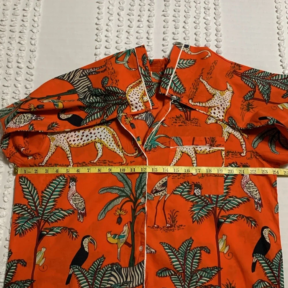 Lilbelle Women’s Kids Orange Pajama Set Medium Animal Print Fun Colorful - Picture 13 of 14